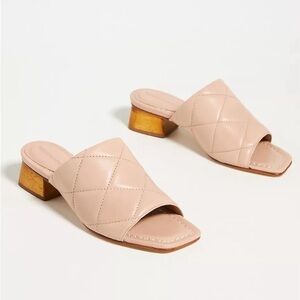 Bernardo Jemma Blush Quilted Heeled Slide Sandals 6